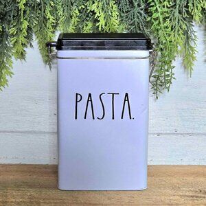 White & Black Rae Dunn Pasta Latch Lid Food Container Tin Farmhouse Pantry Decor